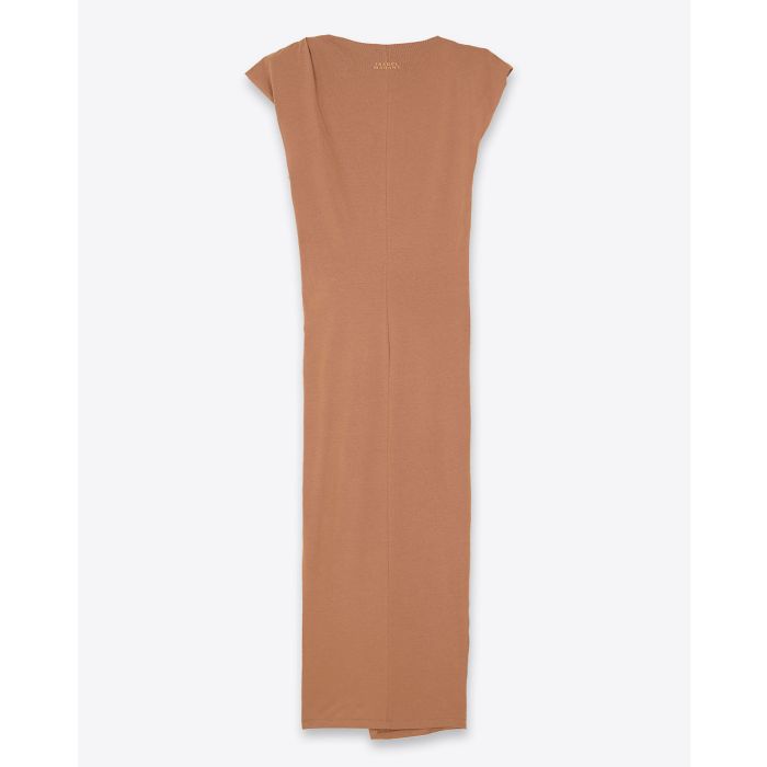 Robe longue Nadela Isabel marant Etoile en jersey de coton caramel. Dos.