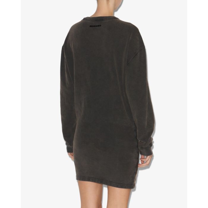 Robe Pipper Isabel Marant Étoile en molleton noir délavé. Portée de dos.