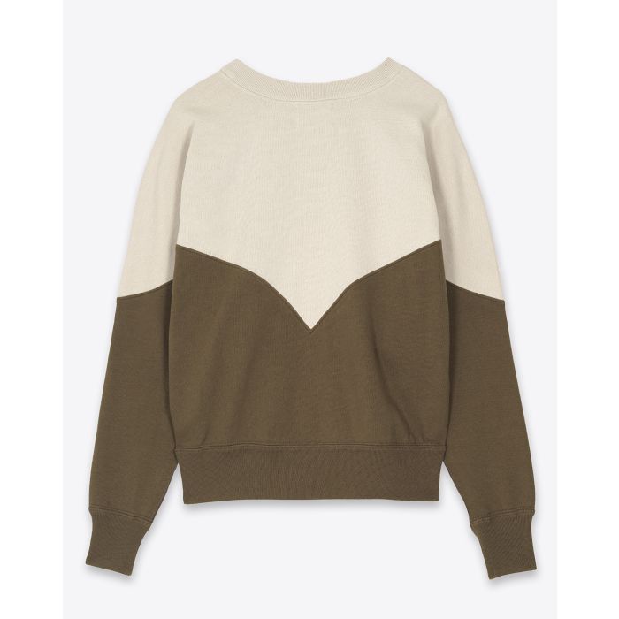 Sweat-shirt Houston à logo Isabel Marant Etoile en coton kaki foncé et écru. Logo. Dos.