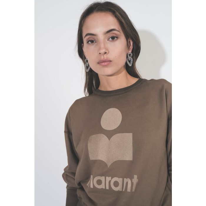 Sweat-shirt col rond kaki logo Marant Mobyli Isabel Marant Etoile. Détail du logo.