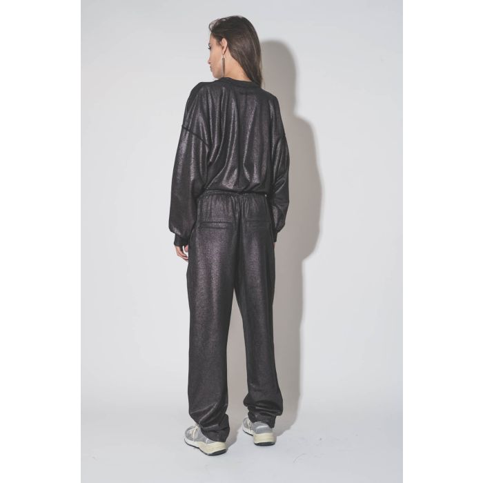 Sweat-shirt oversize drapé sur le côté lamé noir Paulia Isabel Marant Etoile. Porté de dos.