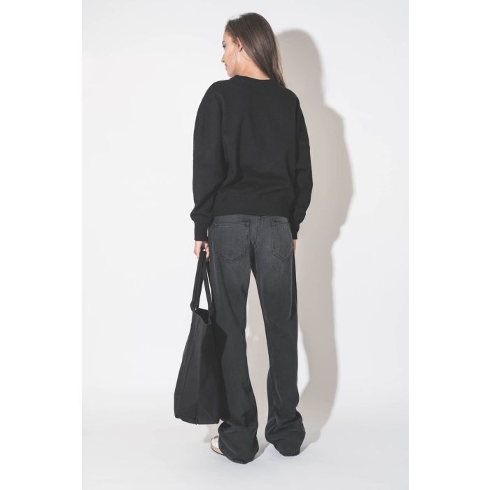 Sweatshirt manches chauve-souris noir logo MARANT à paillettes Houston Isabel Marant Etoile. Porté de dos.