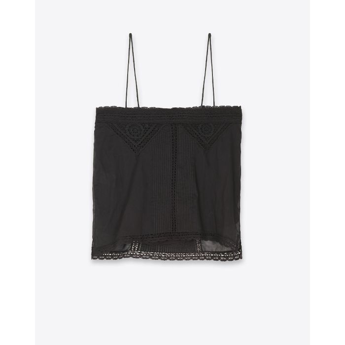 Top à fines bretelles en voile de coton brodé noir Gaelia Isabel Marant Etoile. Dos. 
