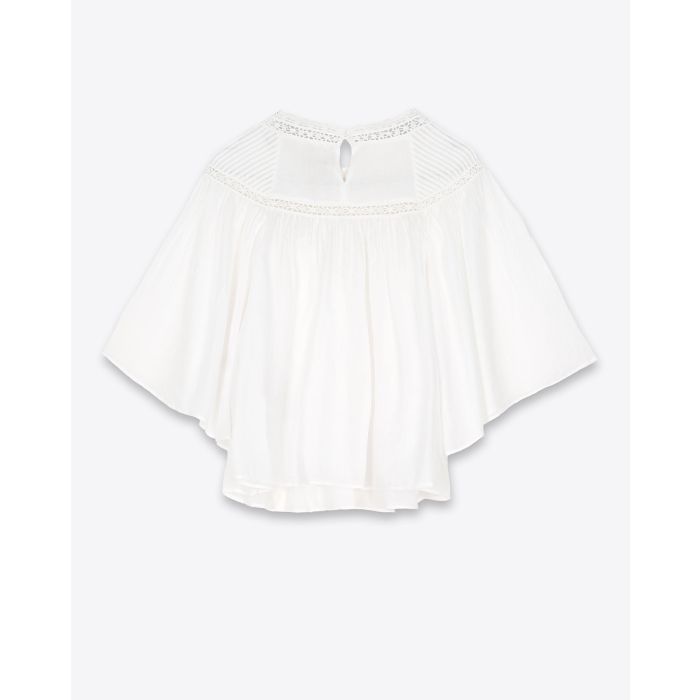 Top Garia Isabel Marant Etoile en voile de coton et dentelle blanc. Dos.