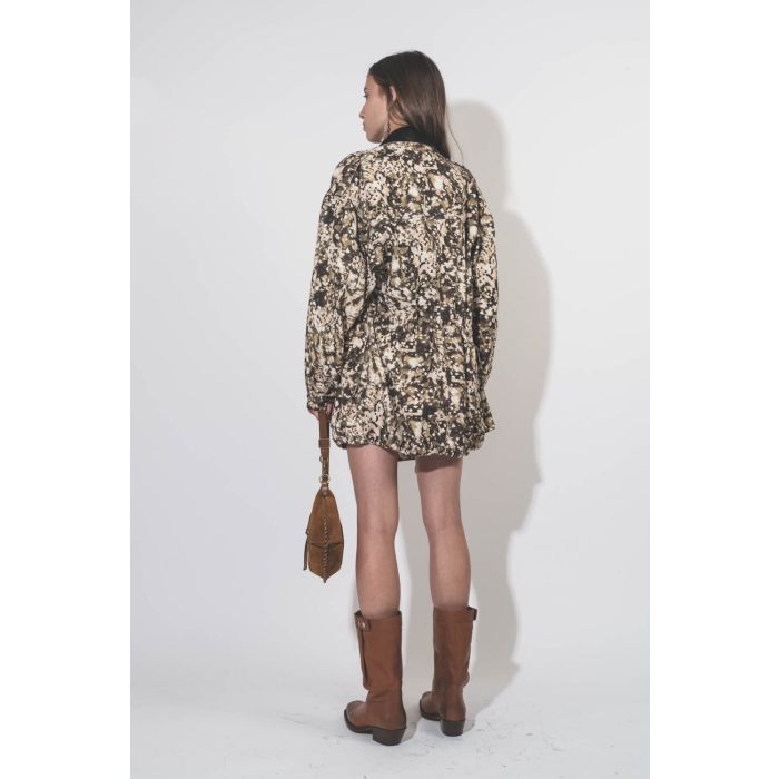 Veste longue en toile imprimée kaki Joanna Isabel Marant Etoile. Porté de dos;