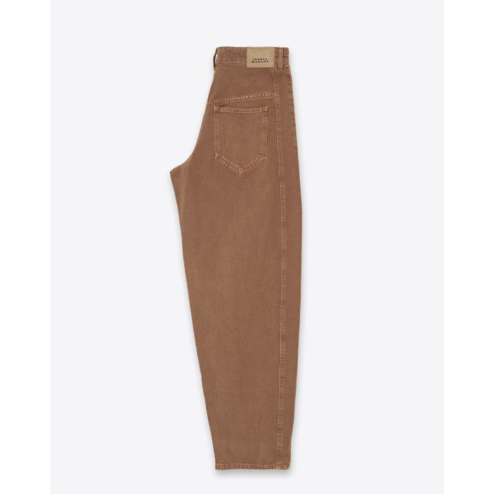 Jean barelle Oriane Isabel Marant en toile denim ocre. Profil.