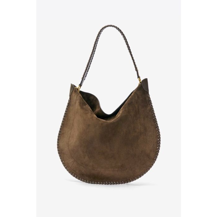 Sac Hoskan Hobo Soft Isabel Marant en cuir suédé bronze tressé. Vue de dos.