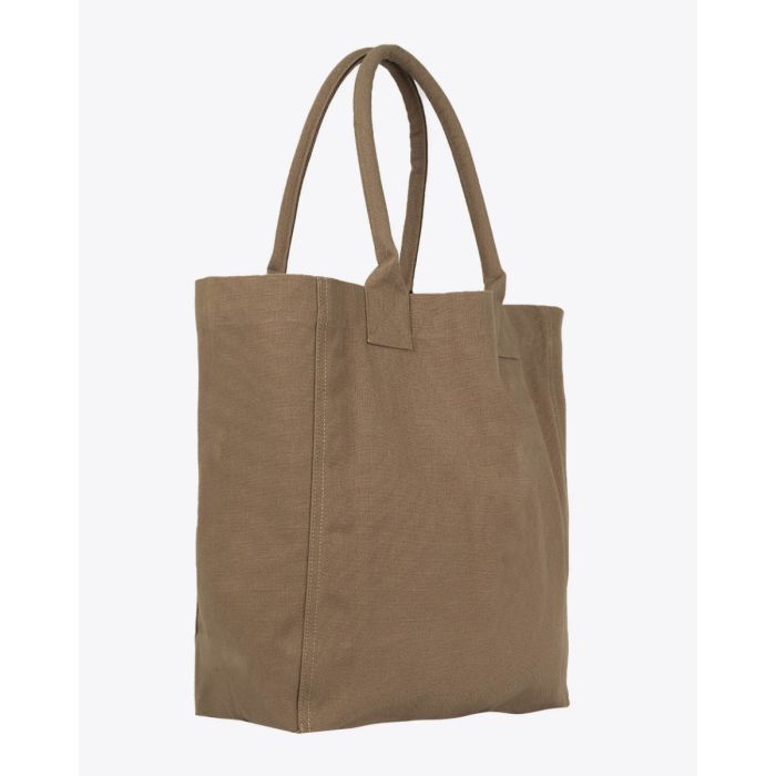 Sac cabas Yenky Isabel Marant en toile kaki logo "MARANT" floqué kaki foncé devant. Porté main ou épaule. Dos uni. 