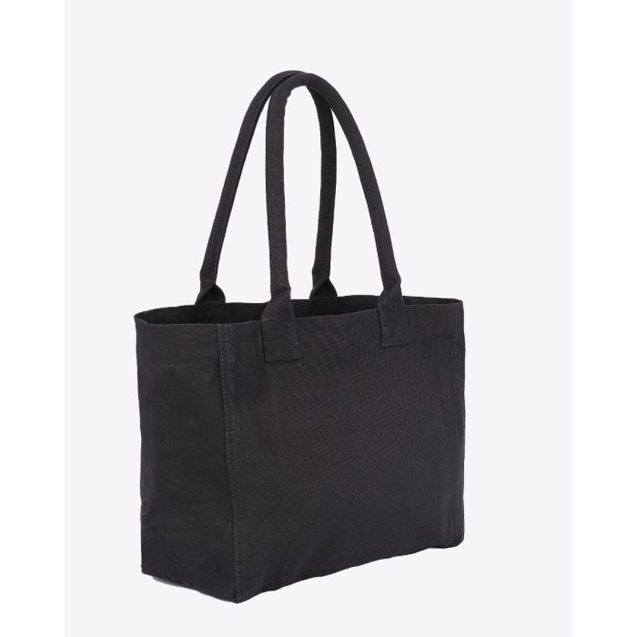 Sac cabas Yenky Isabel Marant en toile noire avec logo et zip. Dos uni.