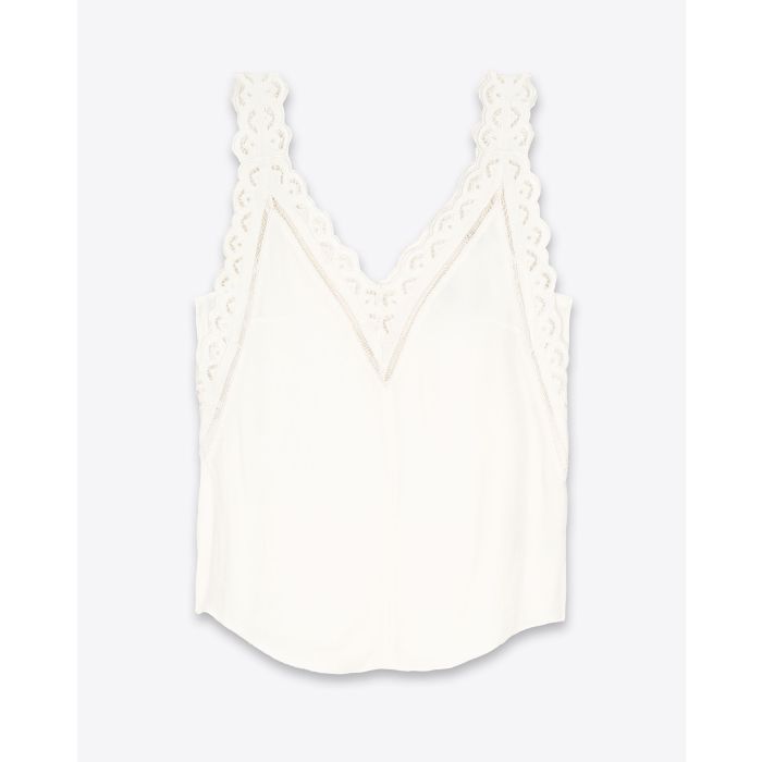 Top bretelles en dentelle broderie anglaise blanc Fradela Isabel Marant. Dos.