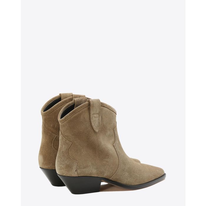Boots santiags en cuir suédé taupe Dewina Isabel Marant. Dos.