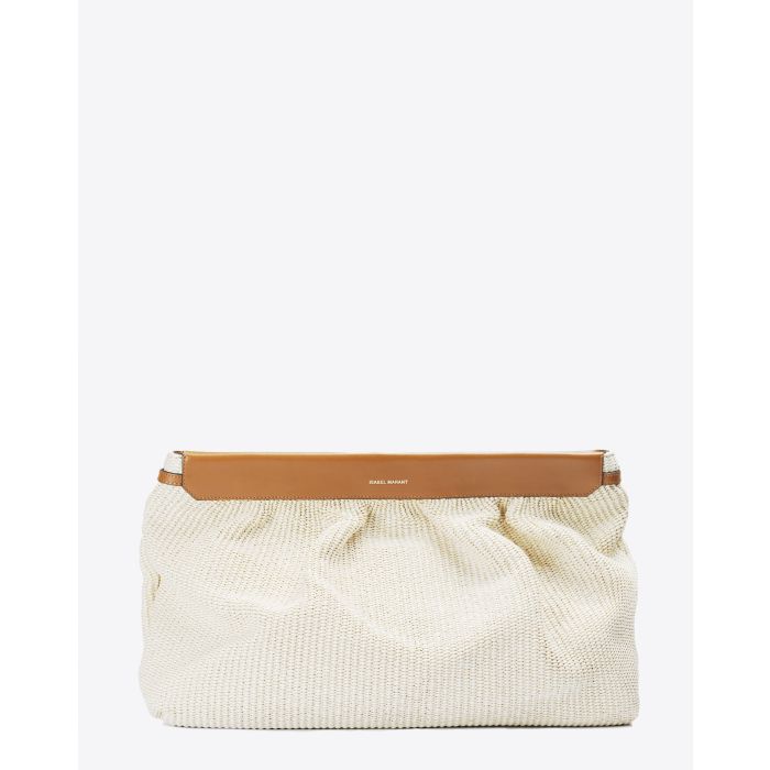 Isabel Marant Sacs Pochette Luzel Raffia - Natural Cognac  