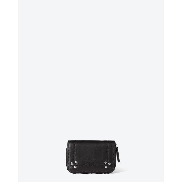 Jérôme Dreyfuss Porte-Monnaie Henri – Cuir Agneau Noir Silver