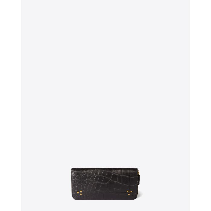 Jérôme Dreyfuss Portefeuille Malcom – Cuir Vachette Croco Noir