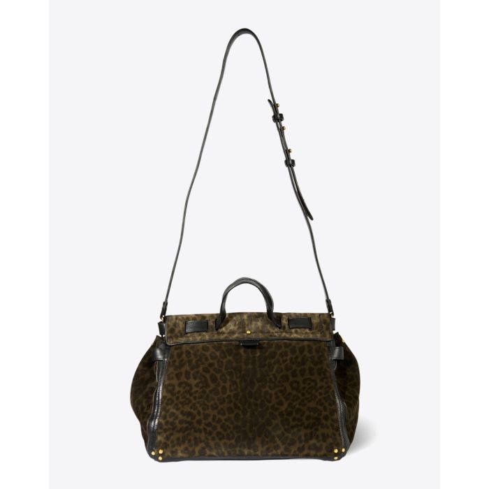 Jérôme Dreyfuss Collection Sac Carlo M Split Suede Leopard Kaki  