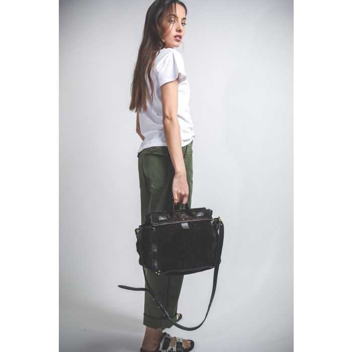 Jérôme Dreyfuss Collection Sac Carlo M Split Suede Leopard Kaki  