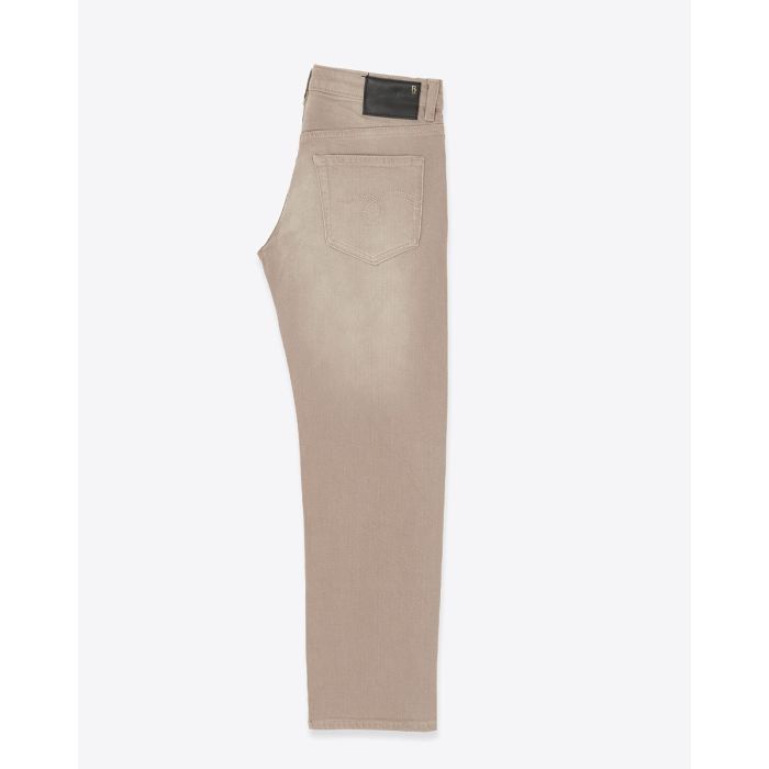 Jean Boy Straight R13 toile beige Clean Sawdust Stretch. Vue de profil.