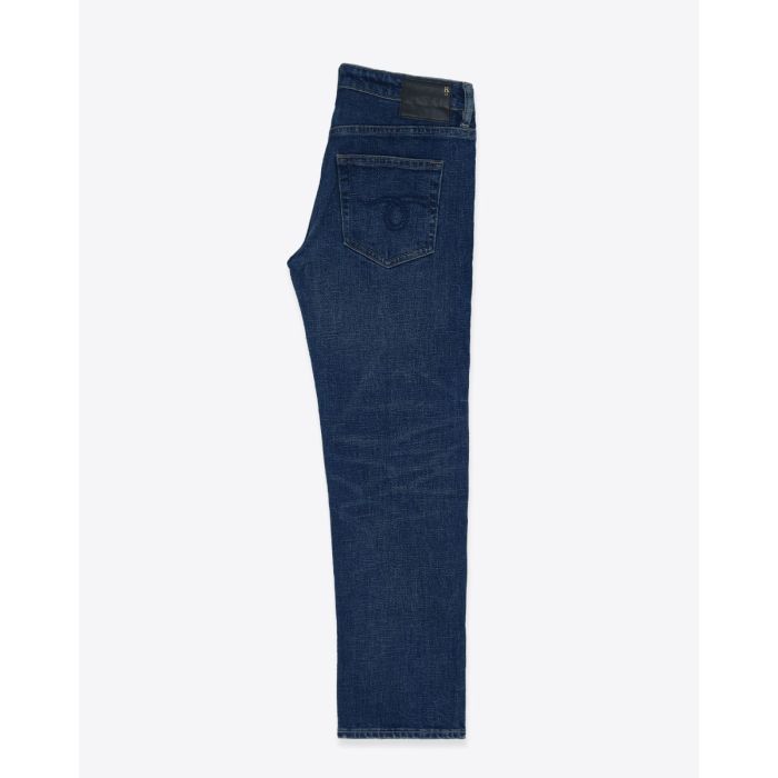 Jean Boy Straight R13 en denim Hoyt Blue Stretch. Vue de profil.
