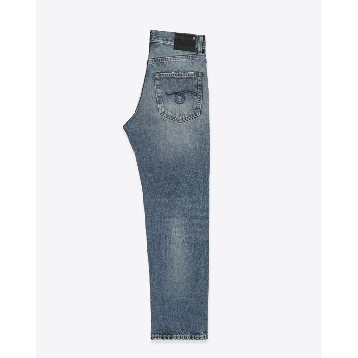 Jean Boyfriend R13 en denim bleu Jasper. Vue de profil.
