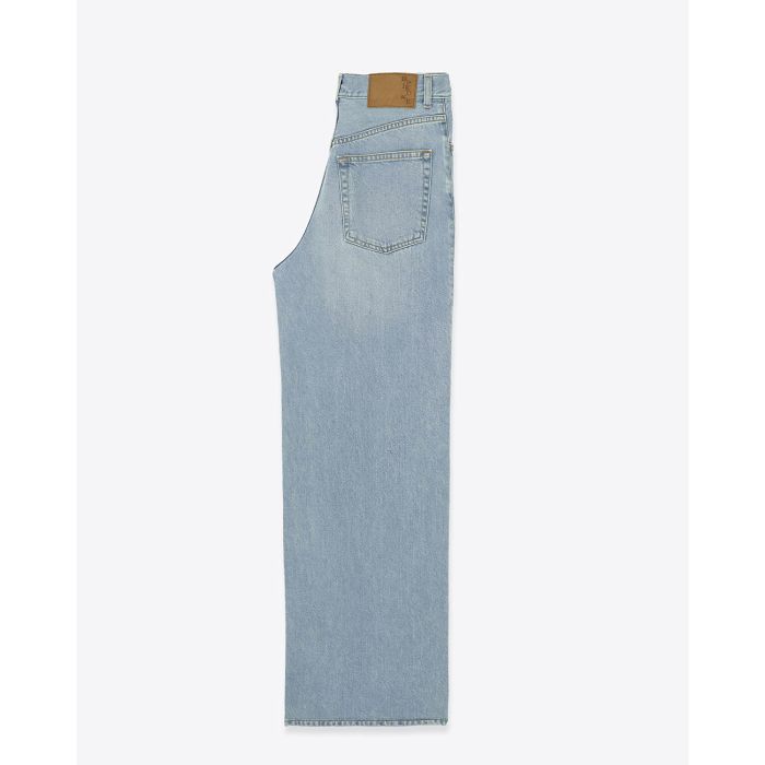 Jean large à pinces en denim fluide bleu clair Candy Haikure. Profil.