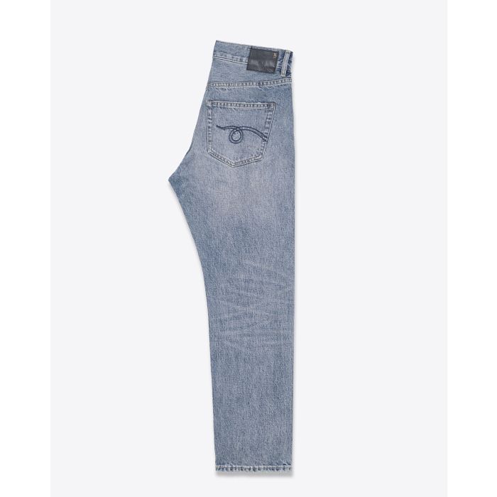 Jean Baggy Crossover toile délavée bleu ciel Lena Blue R13 Denim. Profil. 
