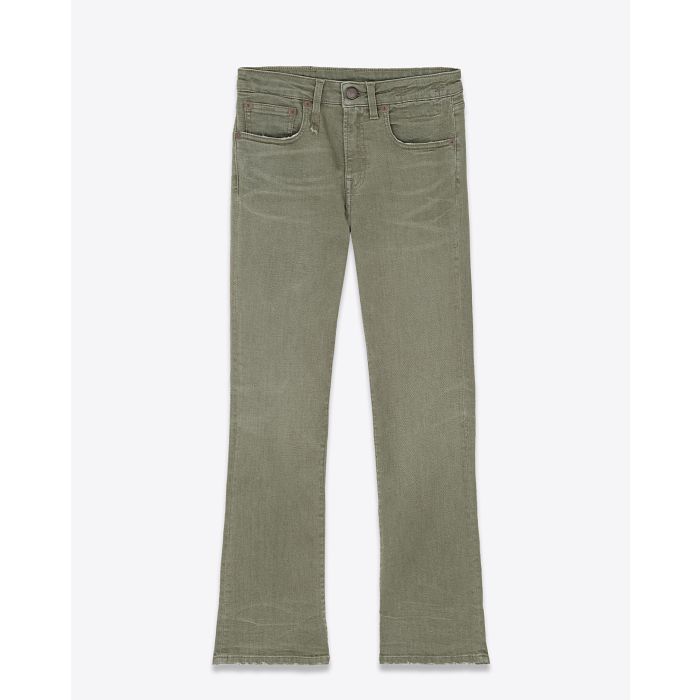R13 Jean Kick Fit Olive Green Stretch