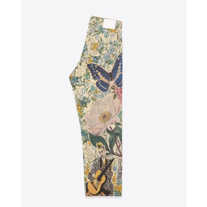 Jean Boyfriend R13 en coton imprimé floral. Vue profil. 