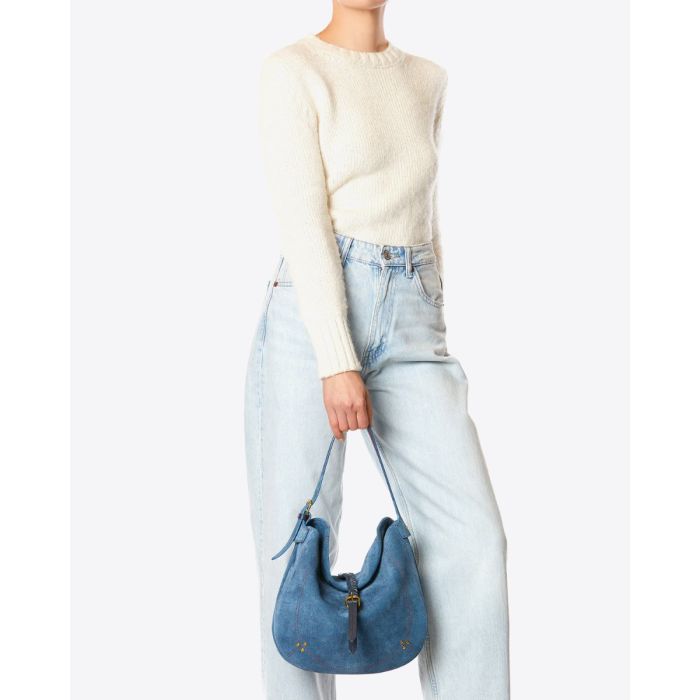 Sac Luis Jérôme Dreyfuss en cuir effet jean porté main.