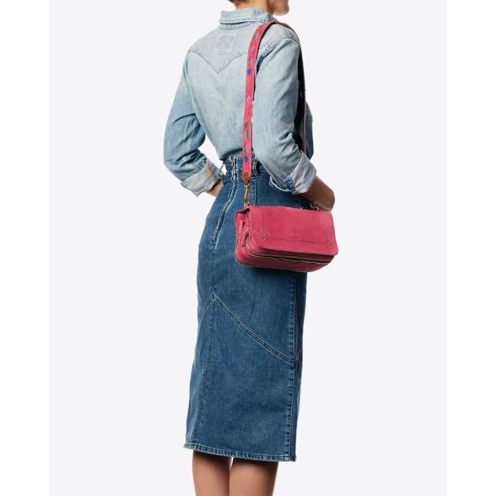 Bandoulière Santa Fe Bullskin Croco Framboise Jérôme Dreyfuss 
