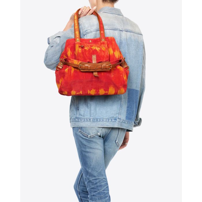 Jérôme Dreyfuss Sac Billy M Croûte Velours Tie Dye Orange