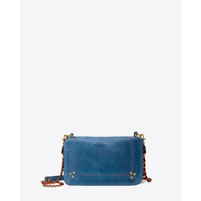 Sac Bobi Jérôme Dreyfuss en cuir suédé jeans. Vue de face.