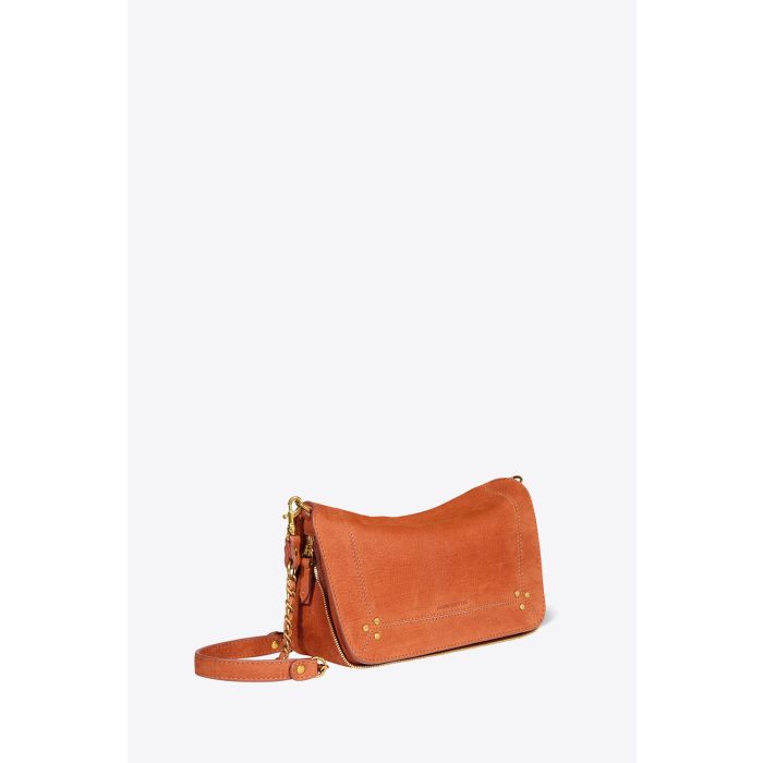 Mini-sac Bobi S Jérôme Dreyfuss en cuir suédé Opium. Profil.