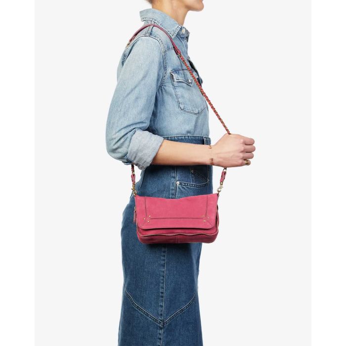 Jérôme Dreyfuss Sac Bobi S – Cuir Suédé Croco Framboise