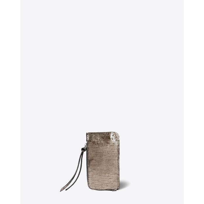 Jérôme Dreyfuss Porte Cartes Clyde Goatskin Lamé Champagne  
