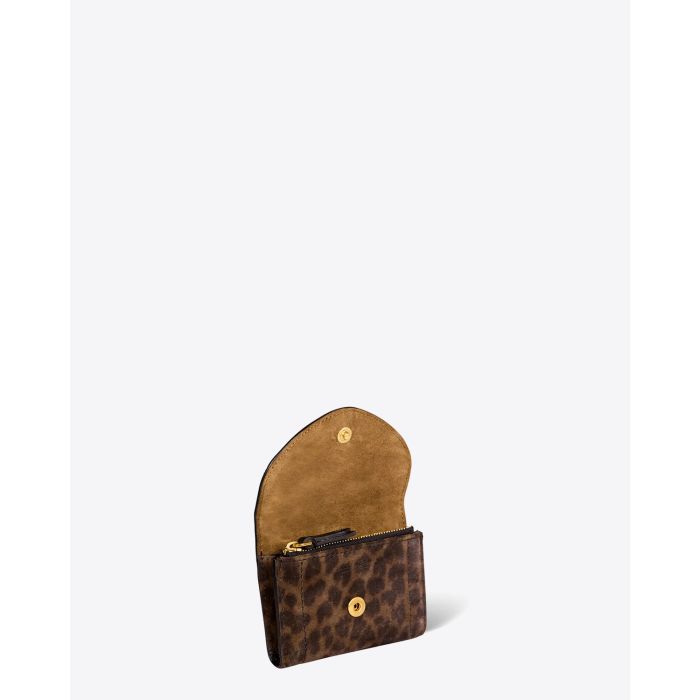 Jérôme Dreyfuss Portefeuille Helmut PM Croûte Velours Léopard Kaki 