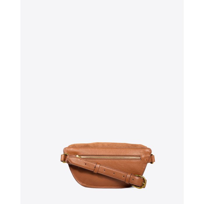 Sac banane Lino en cuir suédé caramel Jérôme Dreyfuss. Dos.