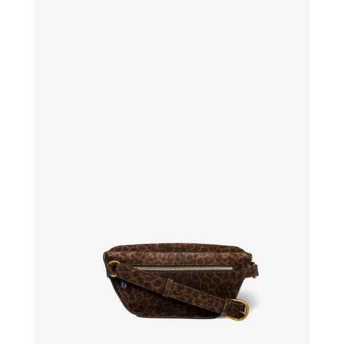 Sac banane lino en cuir imprimé léopard kaki Jérôme Dreyfuss. Dos.