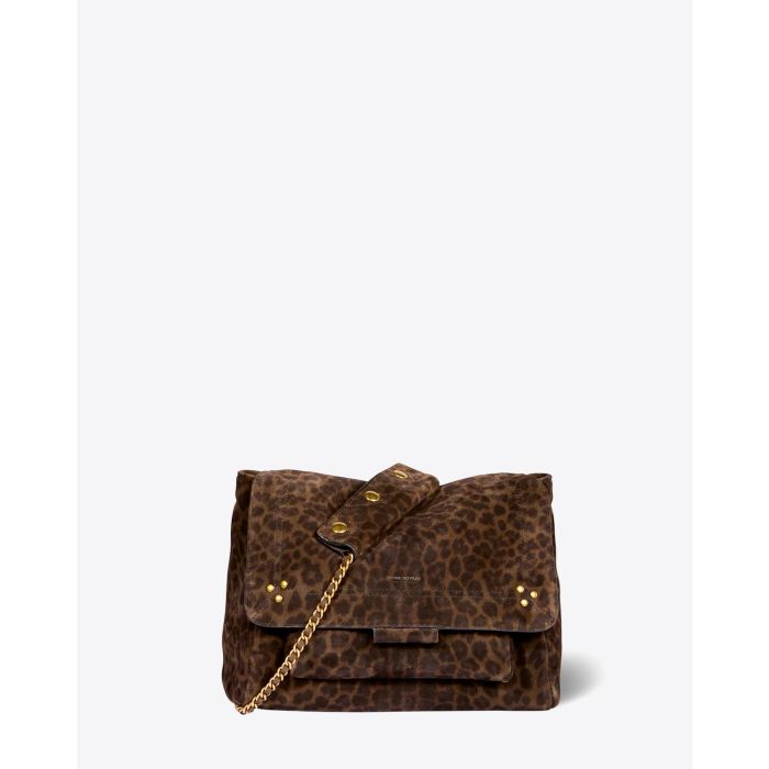 Sac en cuir imprimé léopard kaki Lulu L Jérôme Dreyfuss. 