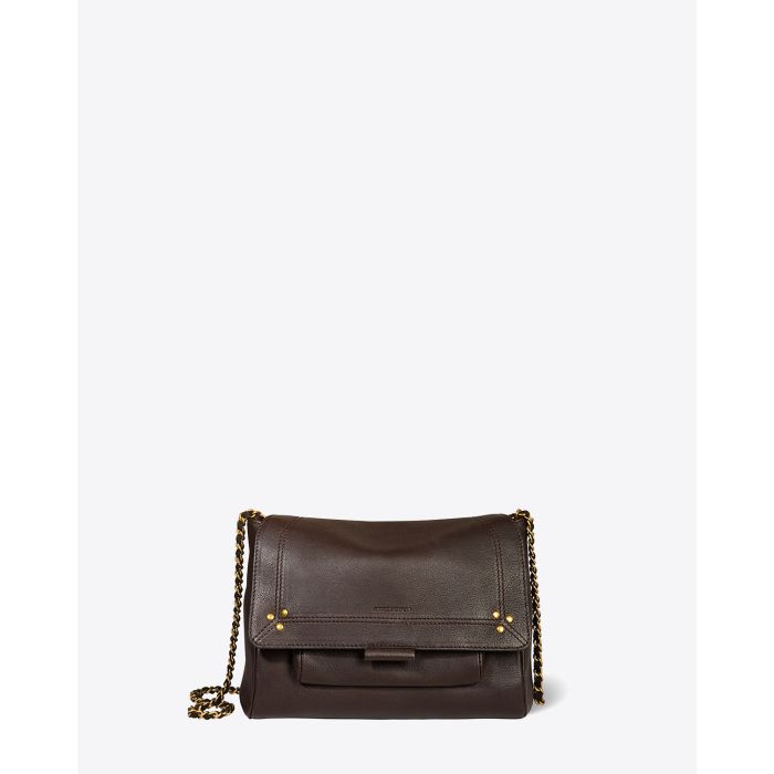 Sac besace en cuir Moka Lulu M Jérôme Dreyfuss. Face.