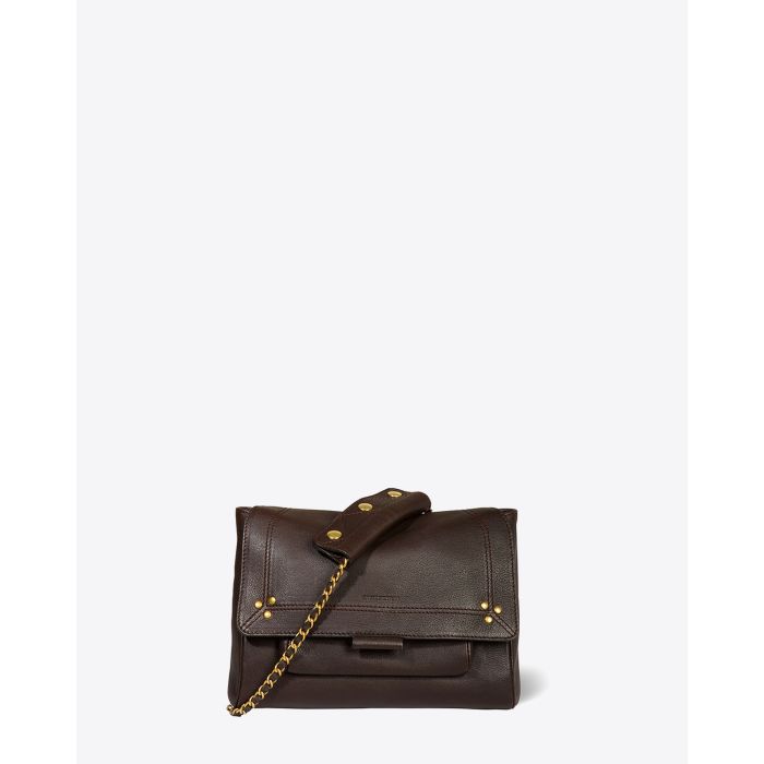 Sac Lulu M Jérôme Dreyfuss en cuir Moka. Face.