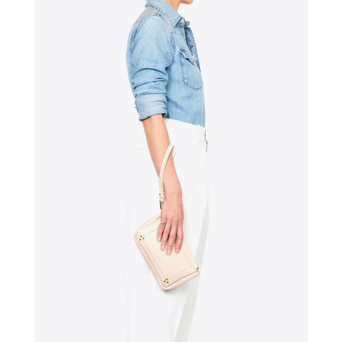 Jérôme Dreyfuss Pochette Clap M  Chèvre Ecru Grainé