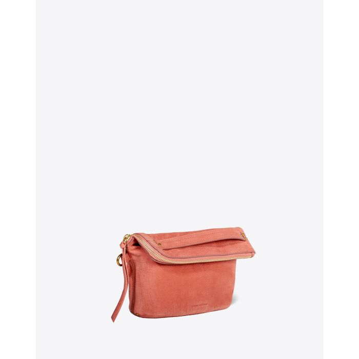 Pochette Lucky Jérôme Dreyfuss en cuir terracotta. Vue profil.