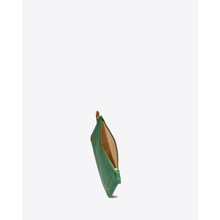 Pochette Popoche S Jérôme Dreyfuss en cuir vert. Vue ouverte. 
