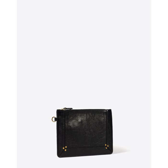 Pochette Popoche M Jérôme Dreyfuss en cuir noir brass. 