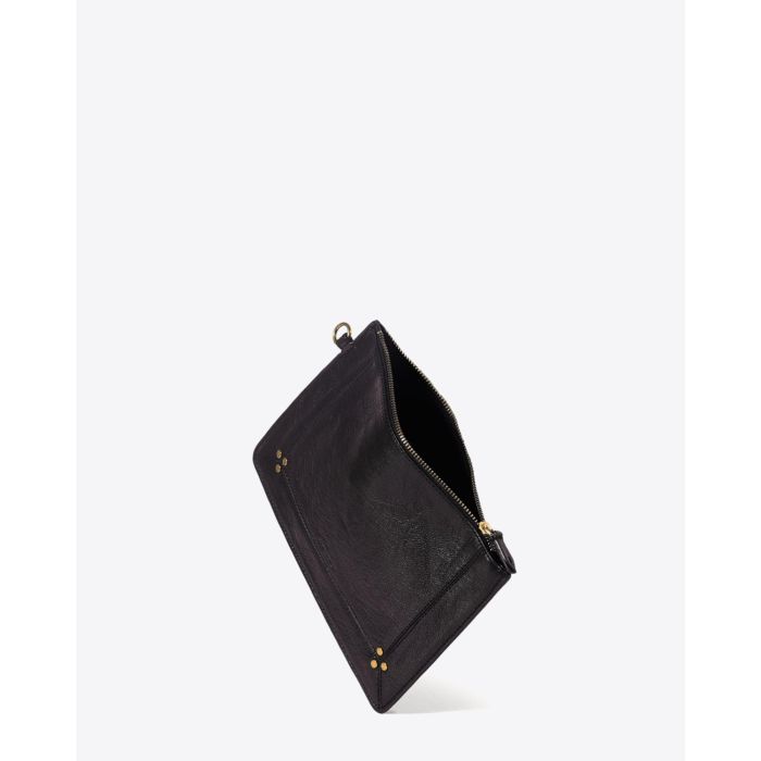 Pochette Popoche M Jérôme Dreyfuss en cuir noir brass. 