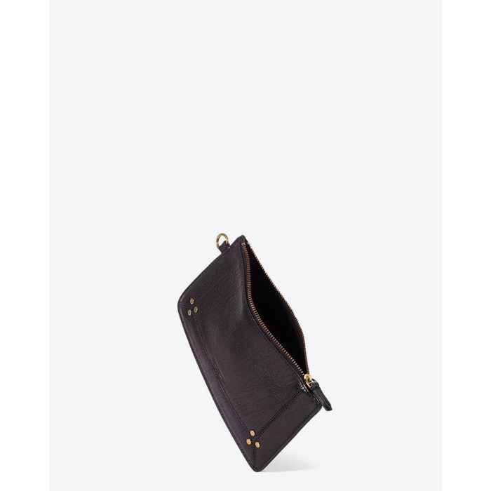 Pochette Popoche S Jérôme Dreyfuss en cuir noir brass. 