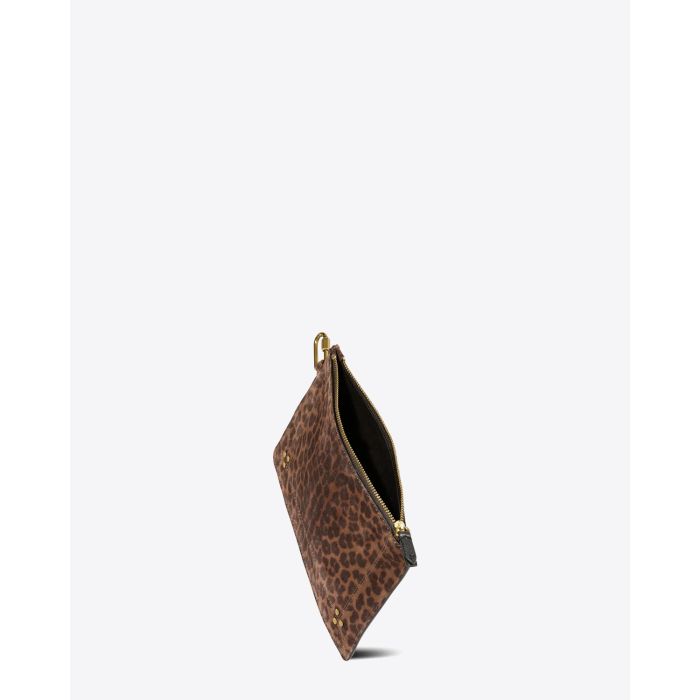  Pochette Popoche M en cuir imprimé Léopard 