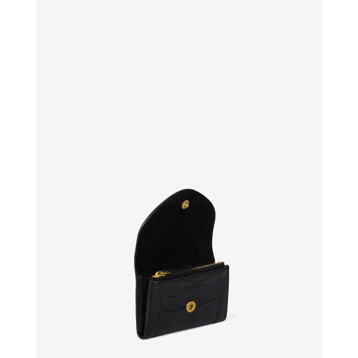 Porte-Monnaie Helmut Jérôme Dreyfuss en cuir croco noir. 