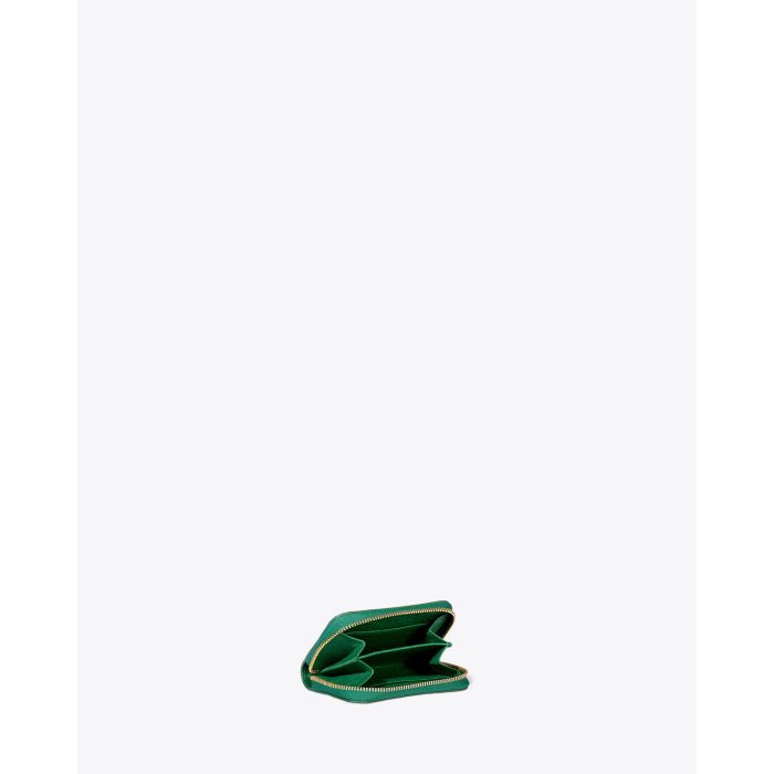 Portefeuille Henri Jérôme Dreyfuss en cuir vert. Vue ouvert. 