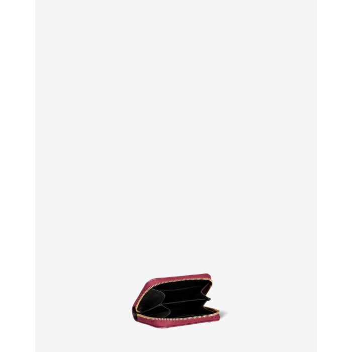 Porte-Monnaie Henri Jérôme Dreyfuss en Cuir rouge Ruby. Ouvert et vue intérieure. 